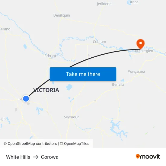 White Hills to Corowa map