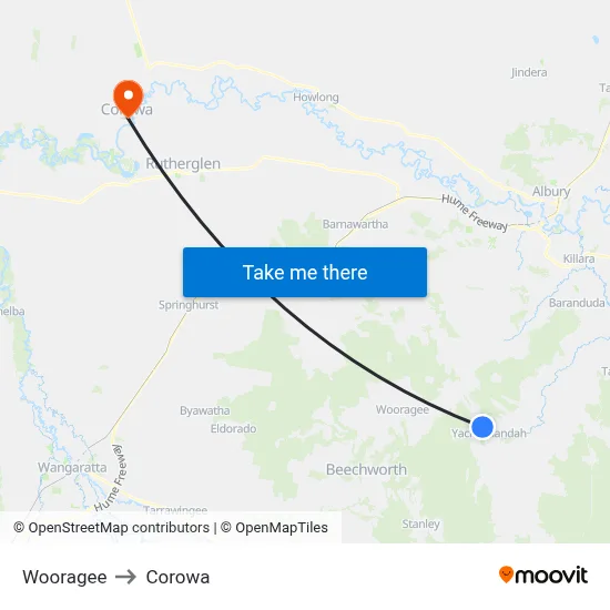 Wooragee to Corowa map