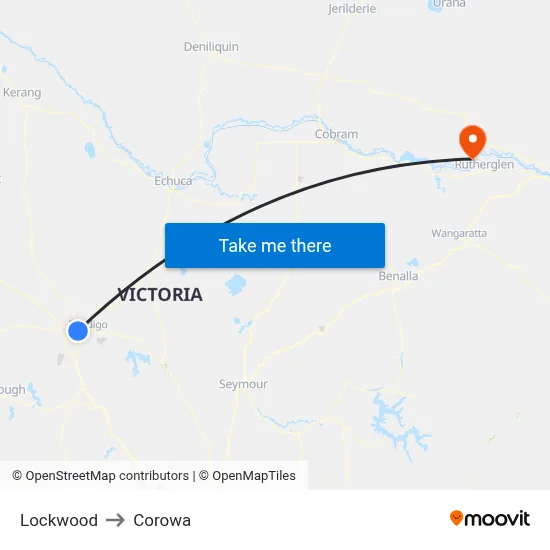 Lockwood to Corowa map