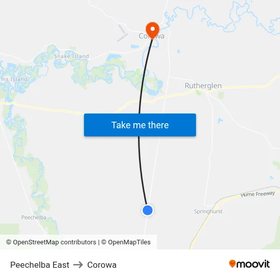 Peechelba East to Corowa map