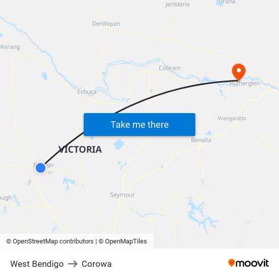 West Bendigo to Corowa map