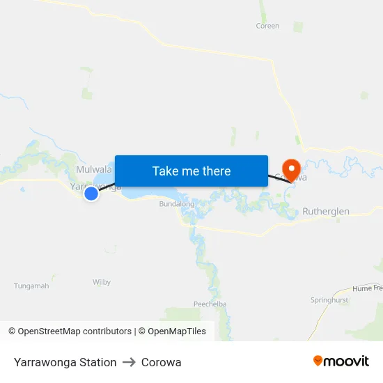 Yarrawonga Station to Corowa map