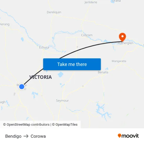 Bendigo to Corowa map