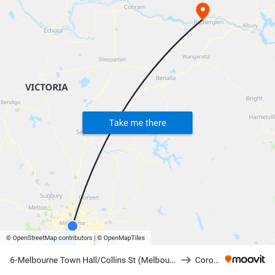 6-Melbourne Town Hall/Collins St (Melbourne City) to Corowa map