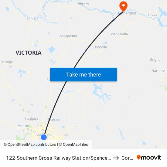 122-Southern Cross Railway Station/Spencer St (Melbourne City) to Corowa map