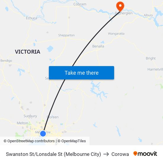 Swanston St/Lonsdale St (Melbourne City) to Corowa map