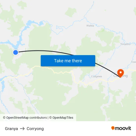 Granya to Corryong map