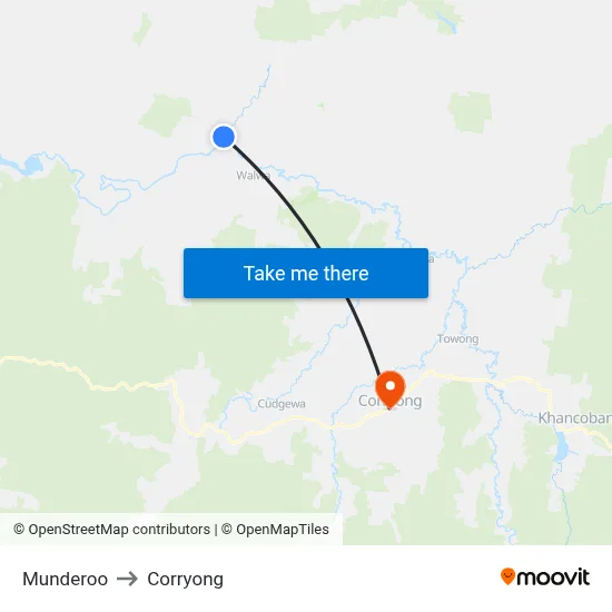 Munderoo to Corryong map