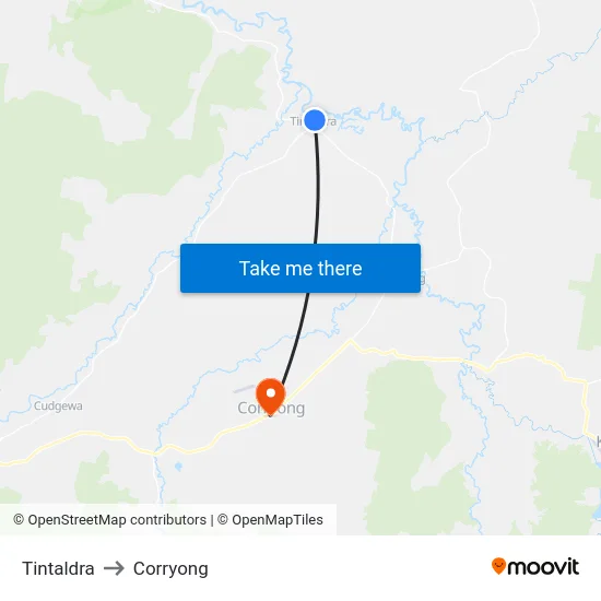 Tintaldra to Corryong map