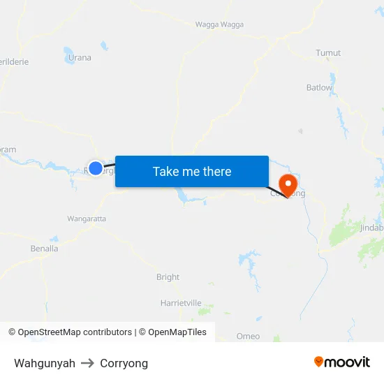 Wahgunyah to Corryong map