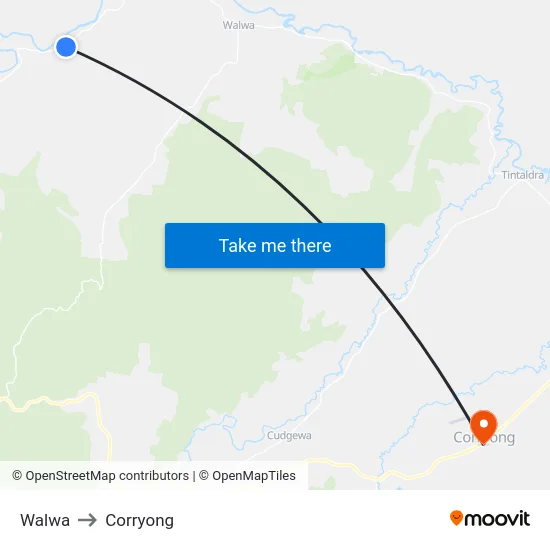 Walwa to Corryong map