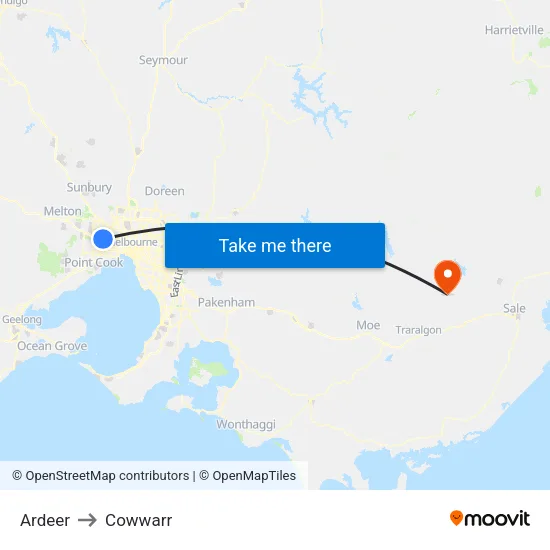 Ardeer to Cowwarr map