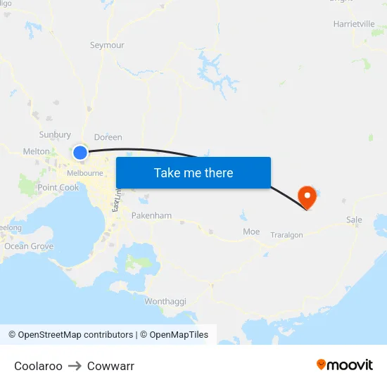 Coolaroo to Cowwarr map
