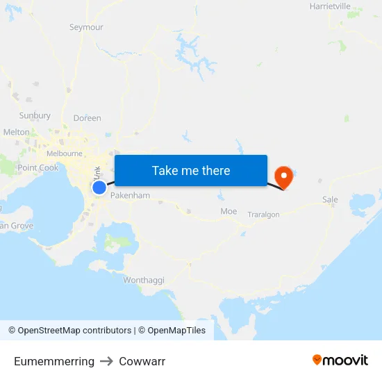 Eumemmerring to Cowwarr map
