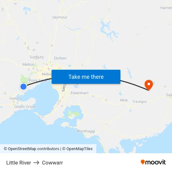 Little River to Cowwarr map