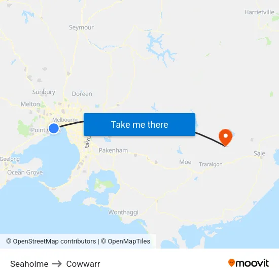 Seaholme to Cowwarr map
