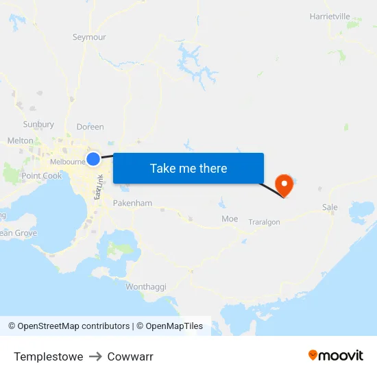Templestowe to Cowwarr map
