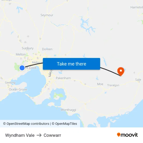 Wyndham Vale to Cowwarr map
