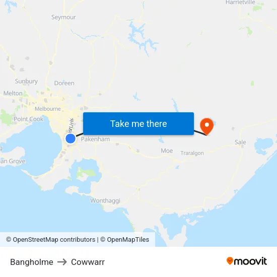 Bangholme to Cowwarr map