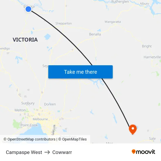 Campaspe West to Cowwarr map