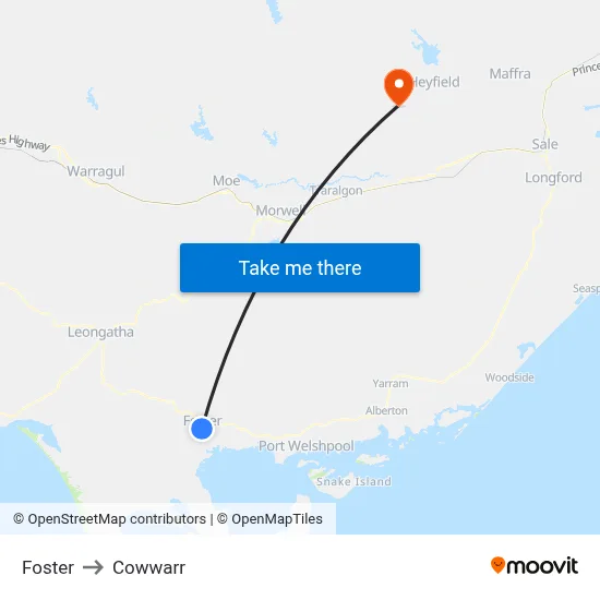 Foster to Cowwarr map