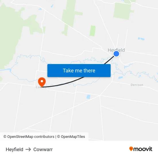 Heyfield to Cowwarr map