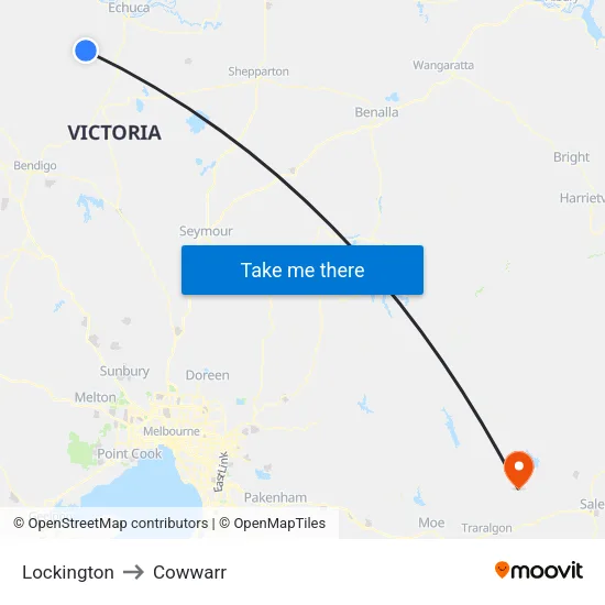 Lockington to Cowwarr map