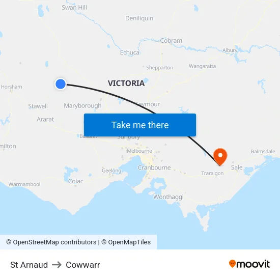 St Arnaud to Cowwarr map