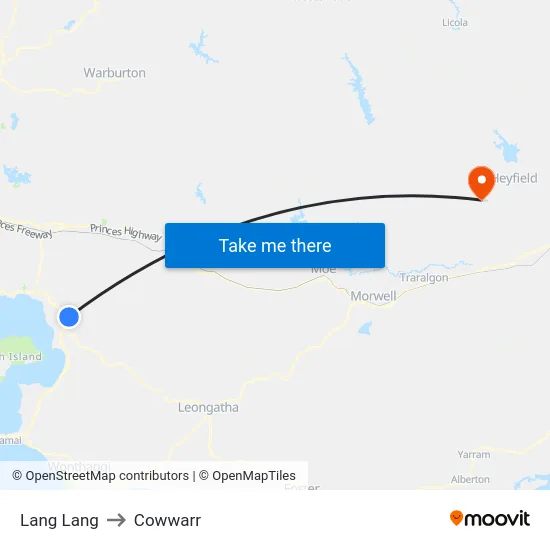 Lang Lang to Cowwarr map