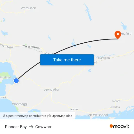 Pioneer Bay to Cowwarr map