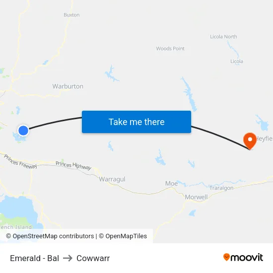 Emerald - Bal to Cowwarr map