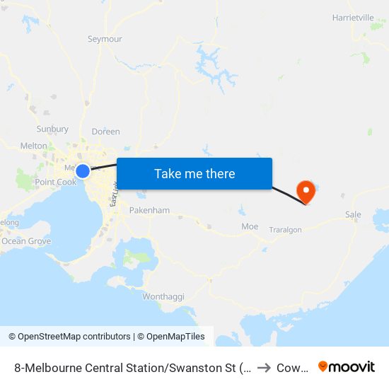 8-Melbourne Central Station/Swanston St (Melbourne City) to Cowwarr map