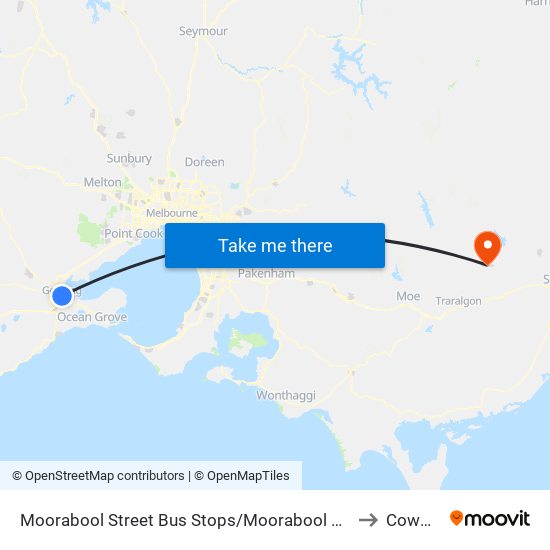 Moorabool Street Bus Stops/Moorabool St (Geelong) to Cowwarr map