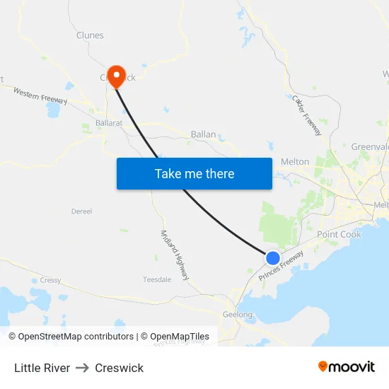 Little River to Creswick map