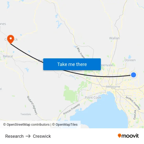 Research to Creswick map