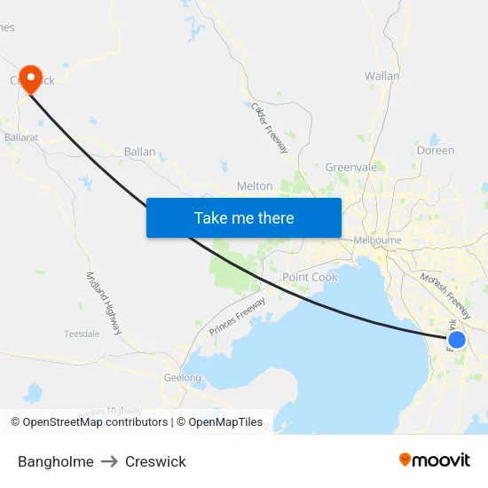 Bangholme to Creswick map