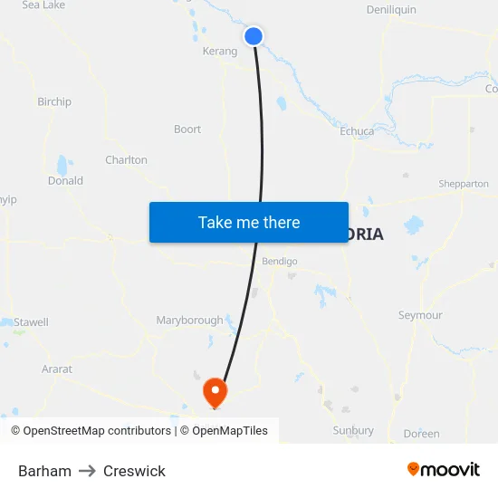 Barham to Creswick map