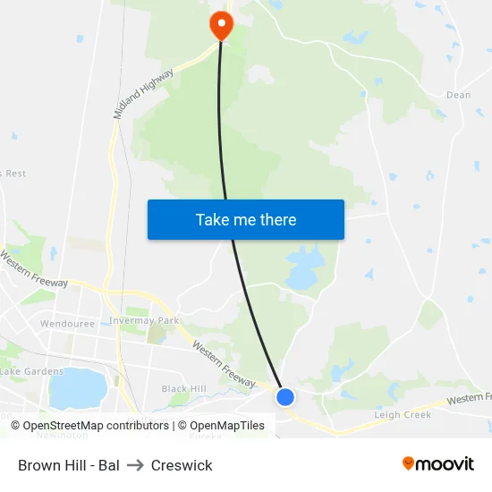 Brown Hill - Bal to Creswick map