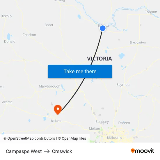Campaspe West to Creswick map