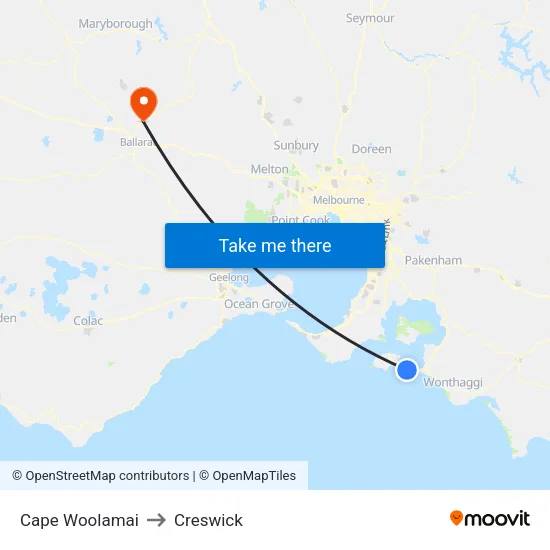 Cape Woolamai to Creswick map