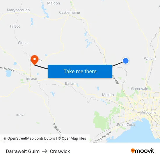 Darraweit Guim to Creswick map