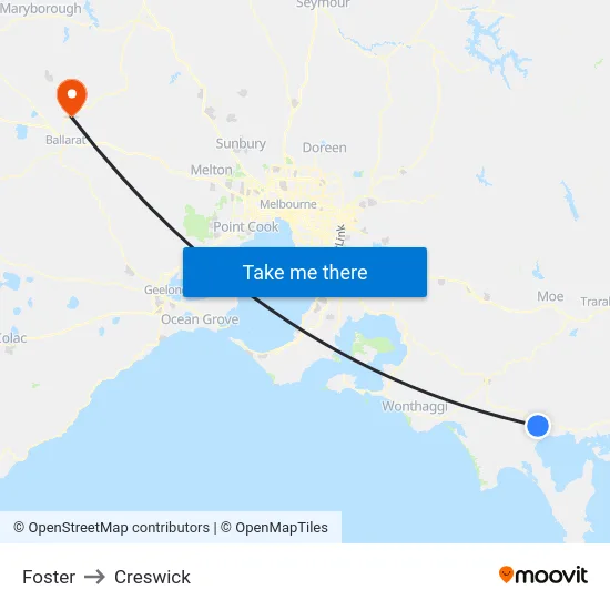 Foster to Creswick map