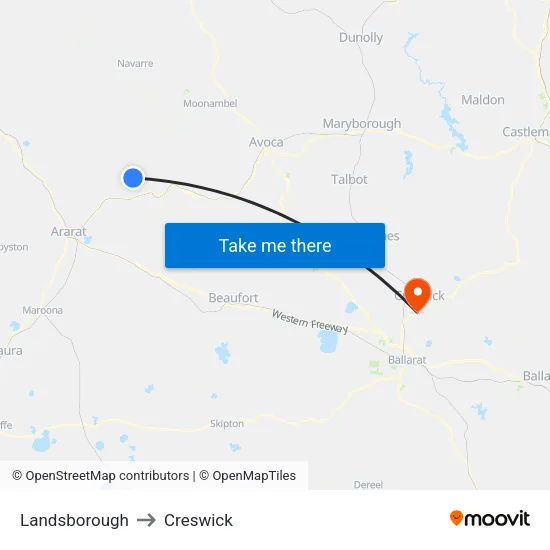 Landsborough to Creswick map