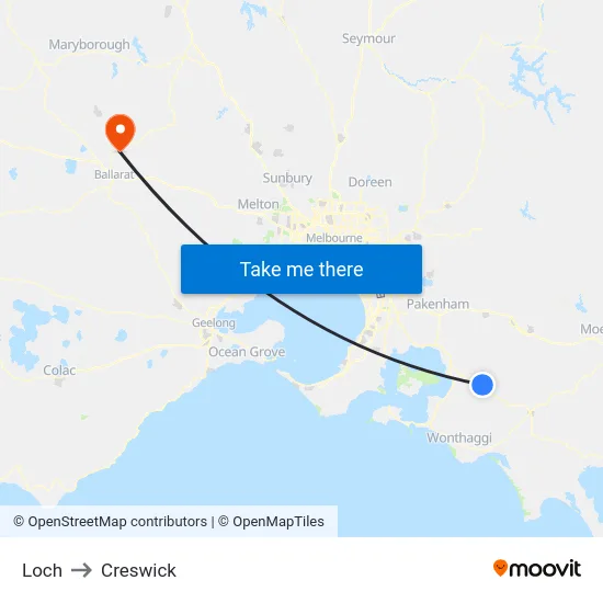 Loch to Creswick map