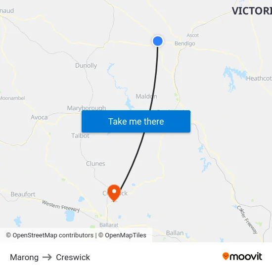Marong to Creswick map
