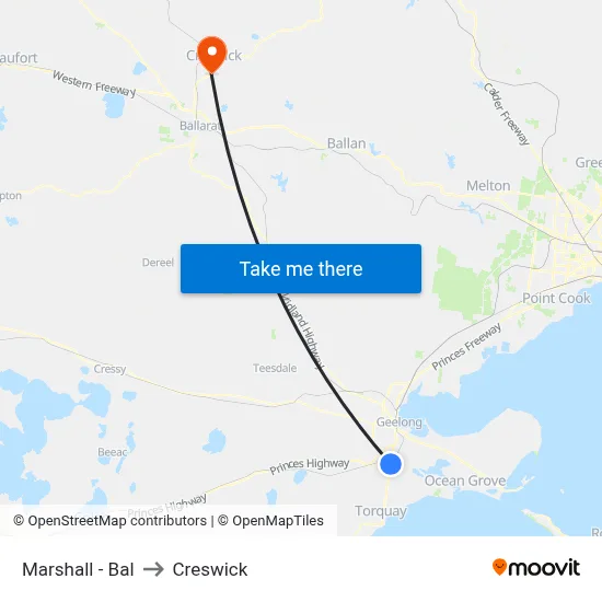 Marshall - Bal to Creswick map