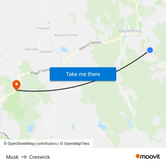 Musk to Creswick map