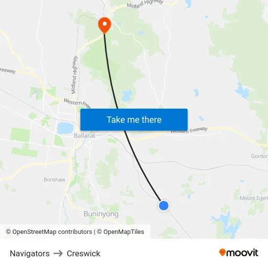 Navigators to Creswick map