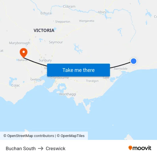 Buchan South to Creswick map