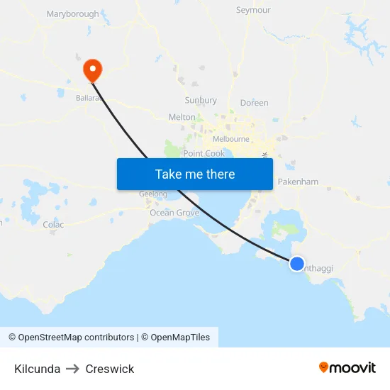 Kilcunda to Creswick map